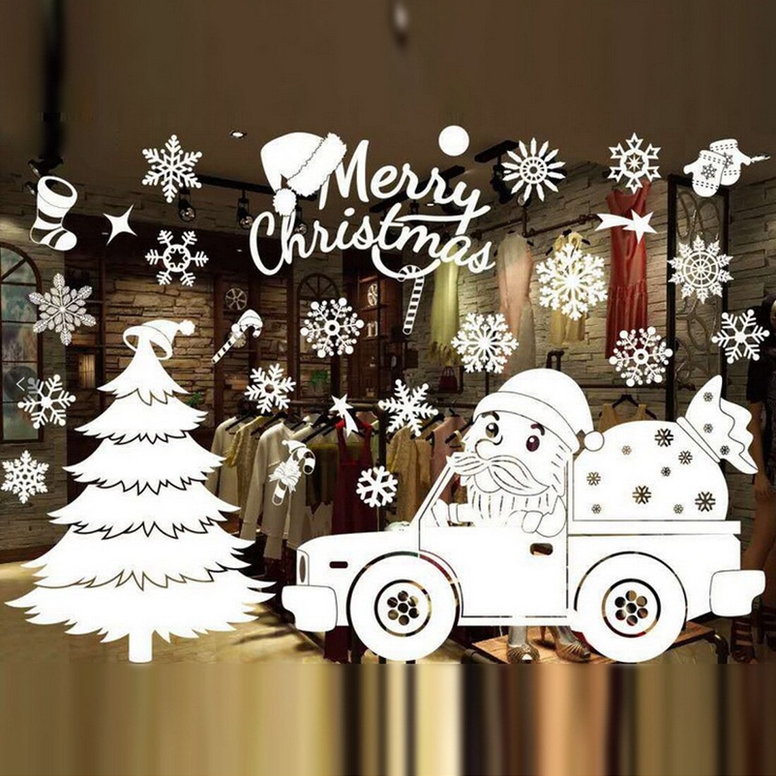 16 Styles Merry Christmas Window Glass PVC Wall Sticker DIY Snow Town Wall Stickers Year Home Decal Christmas Decoration