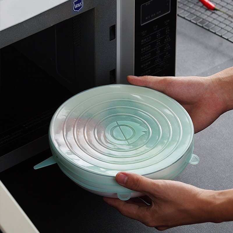 6 Teile/satz Silikon Lebensmittel Abdeckung strecken Deckel Schüssel Topf wiederverwendbar Silikon Universal- Lebensmittel wickeln Abdeckung Pfanne Kochen Küche Zubehör