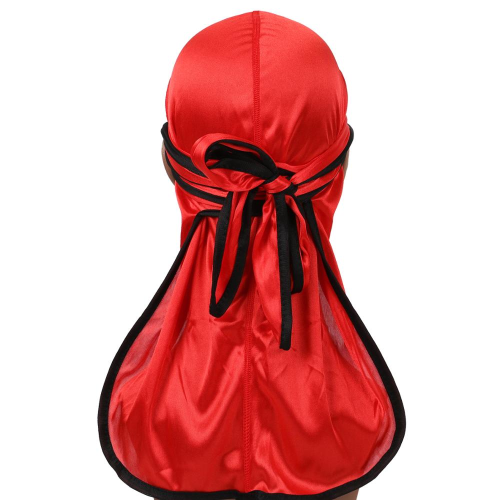 Men's Durag Satin Doo rag Solid Color Bandana Silky Turban: Red