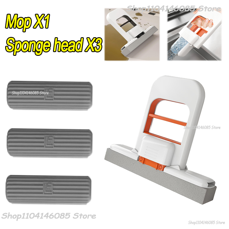 Mini-sponsmop Handvrije wasmoppen Mini draagbare superabsorberende dweil voor desktopvloer Badkamer Keuken Glas Autoreiniging: Blauw