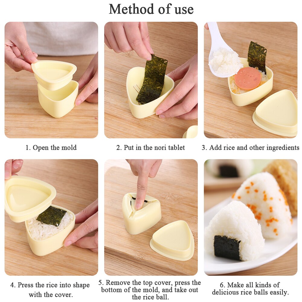 DIY Sushi Mold Onigiri Rice Ball Food Press Triangular Sushi Maker Mold Japanese Home Kitchen Bento Accessories Tools