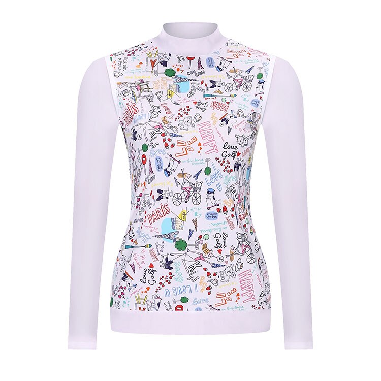 Golf Ice Zijde Lange Mouwen Vrouwen Zon Beschermende Kleding Mode Slanke Afdrukken Dames Outdoor Sport Dieptepunt Shirt: WHITE / Xl