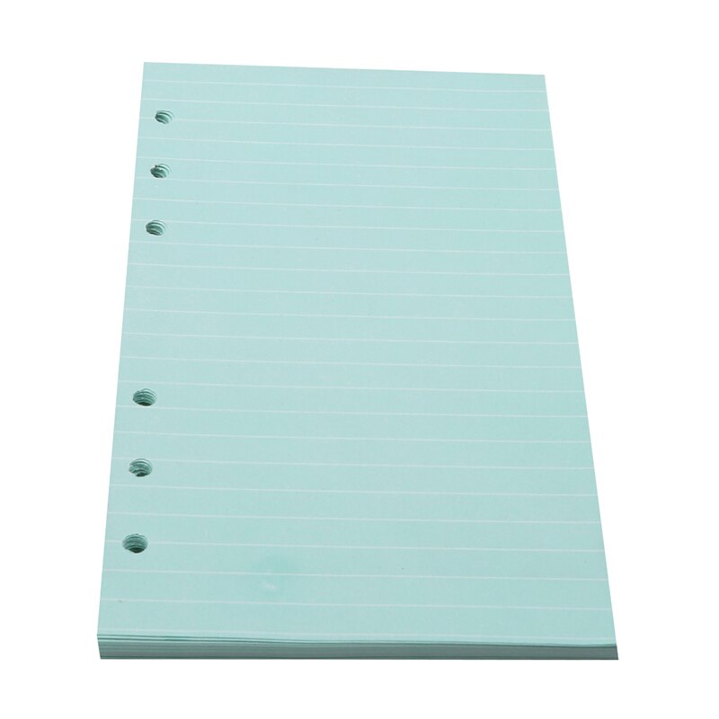 Colorful A5 Loose Leaf Notebook Refills 6 Holes Rings Binder Spiral Diary Planner Inner Core Inserts Paper Guest Book: Green line