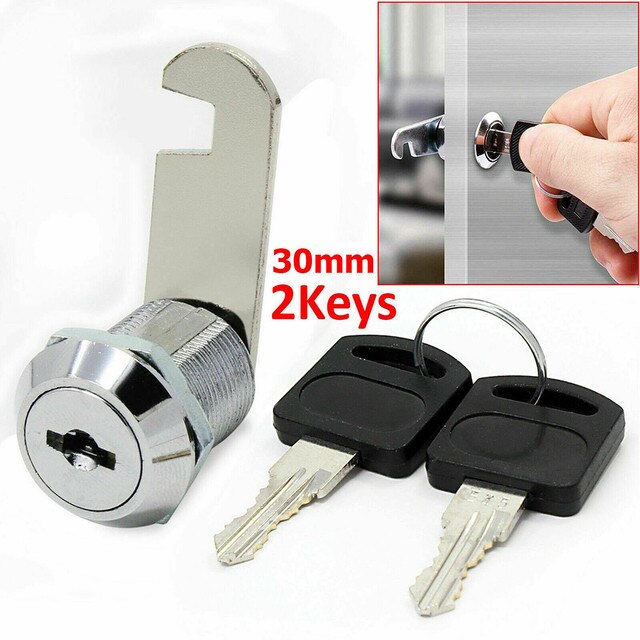 16/20/25/30mm Latch Cam Lock Door Barrel 90 Degree With 2 Key 8mm Hole Suitable For Filing Cabinet Locker Drawers: 30mm