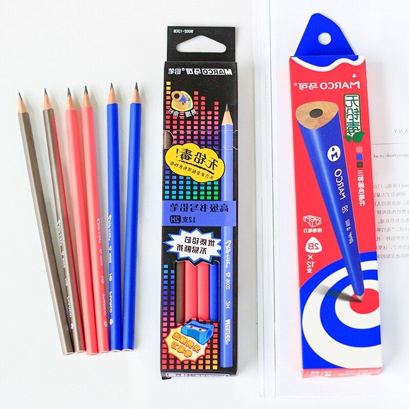 12Pcs/set Wooden Sketch Pencils 2B HB 2H Graphite Art Manual Draw Pen Office School Stationery Supplies