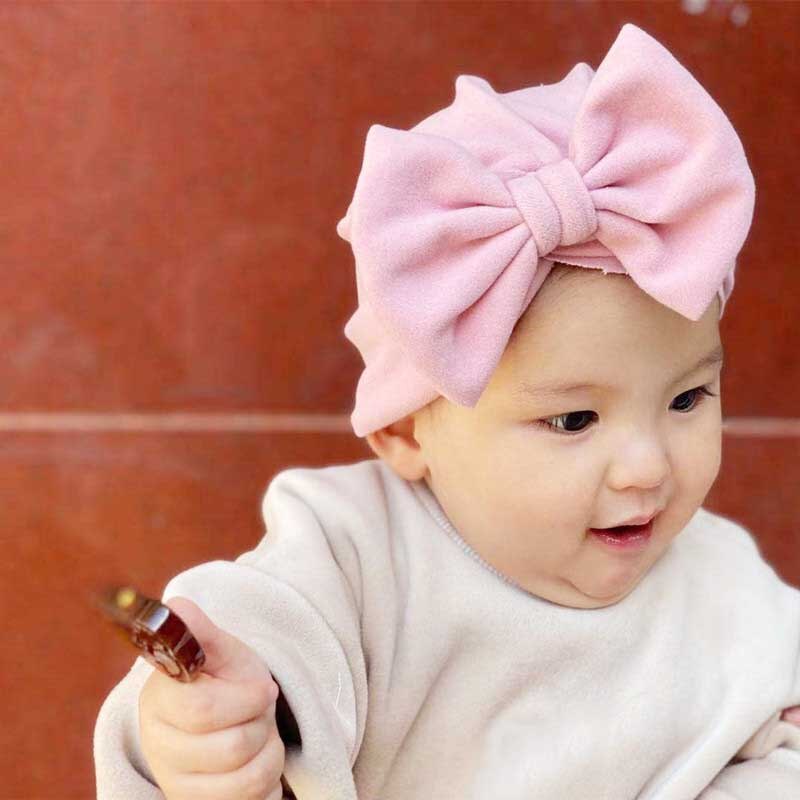 Spring Soft Baby Hat Big Bowknot Baby Girls Hat Turban Solid Color Infant Toddler Kids Hat Children Cap Beanies