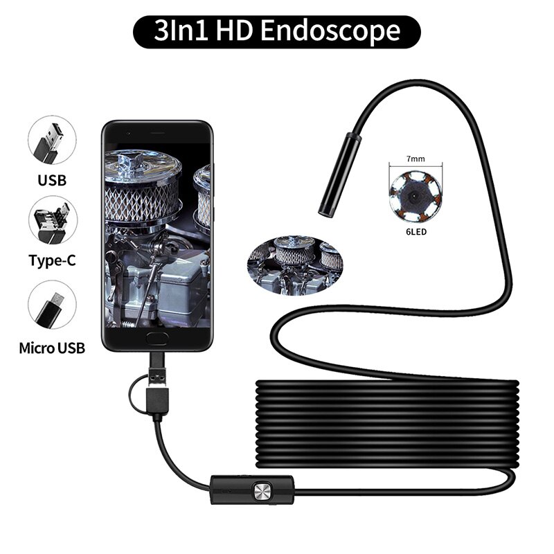 QZT USB Mini Endoscope Camera Type C Waterproof Mini Borescope Inspection Camera Micro Endoscope Camera For Smart Android Phone