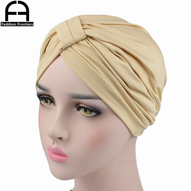 Turbante elástico de LICRA para mujer, diadema, turbante musulmán, Bandanas para quimio, accesorios para el cabello