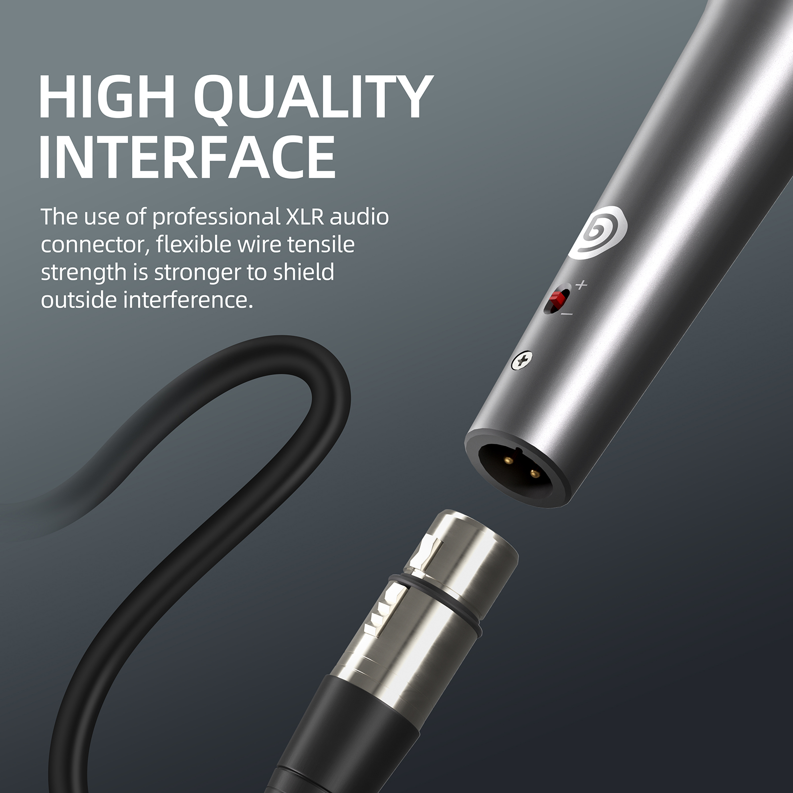 IKGE Wired Dynamic Microphone with Dual Pickups Wired Microphone with Gain Switch for Stage, Orchestra DB-707