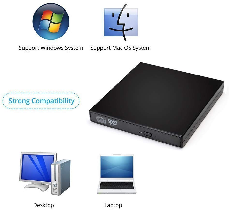 USB 2.0 External USB CD/DVD-RW Writer Burner External Hard Drive For Laptop PC Mac Macbook Pro CD RW DVD ROM Intelligent Burning