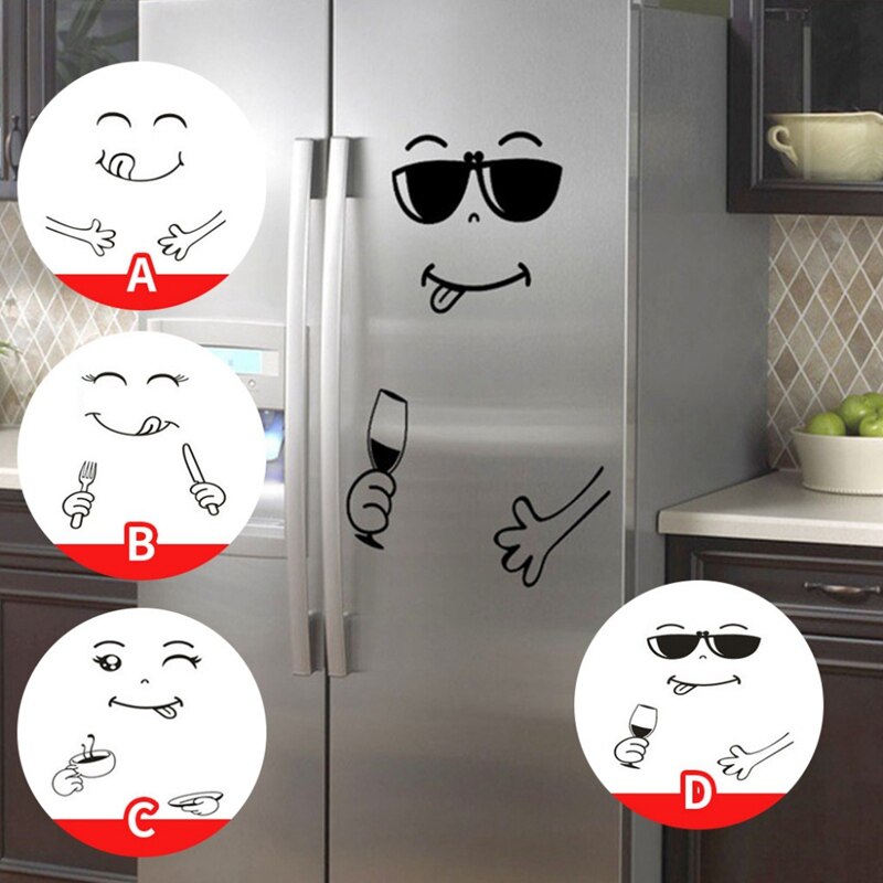 Cute Wall Stickers Happy Delicious Face Sticker Smiley Face Fridge Wall Window Mirror Fridge Stickers