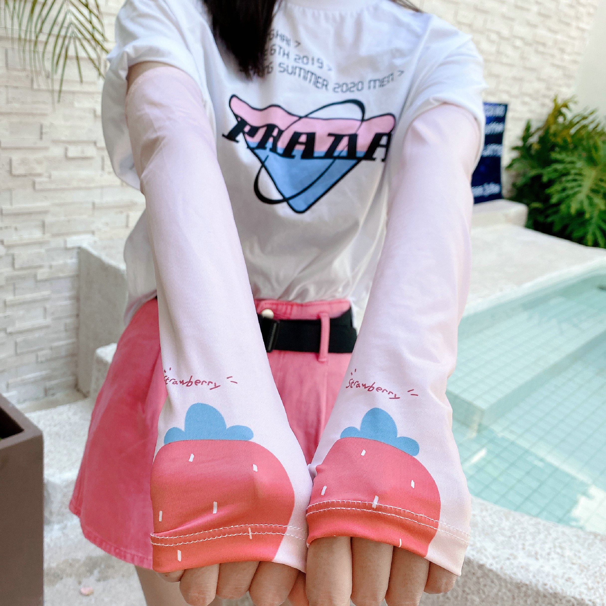 2 Stuks = 1 Pairs Koreaanse Stijl Leuke Fruit Aardbei Oversleeves Alle-Match Zon Bescherming Uv Zon bescherming Arm Mouwen: Default Title