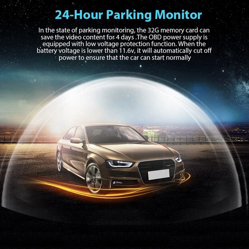 Bil dvr full  hd 1080p dash cam med wifi bilkamera inspelare 24h parkeringsmonitor mörkerseende engelsk/ryssland version