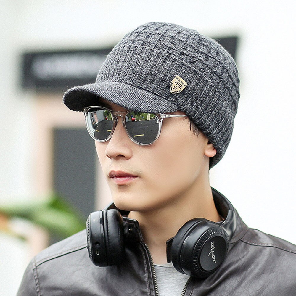 Men Warm Baggy Weave Crochet Winter Wool Knit Ski Beanie Caps Hat Warm Winter Hats For Women Warm Baggy Weave Crochet#P30: Dark Grey