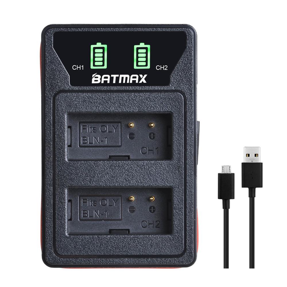 2x BLN-1 Ps BLN1 PS-BLN1 Batterij + Led Ingebouwde Usb Dual Charger Voor Olympus OM-D E-M1, olympus Pen F, OM-D E-M5, Pen E-P5, OM-D: Charger