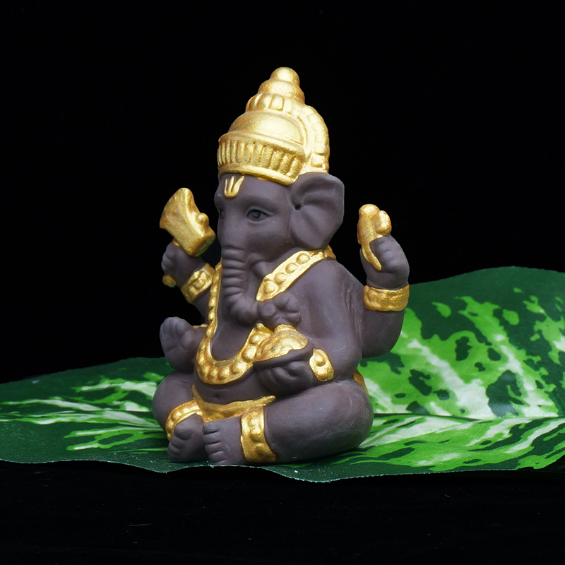 Ganesha serien heminredning buddha statyer figurer keramik dekoration lila sand vit porslin elefant buddha