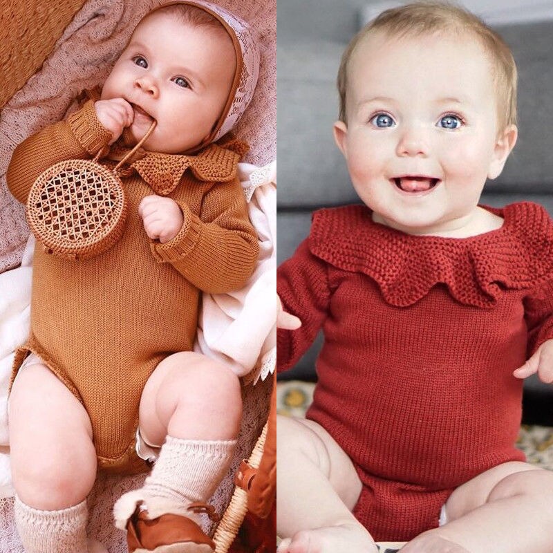 Newborn Infant Baby Girls Boys Sweater Toddler Autumn Winter Casual Clothes Solid Romper Long Sleeve Knitted Sweaters