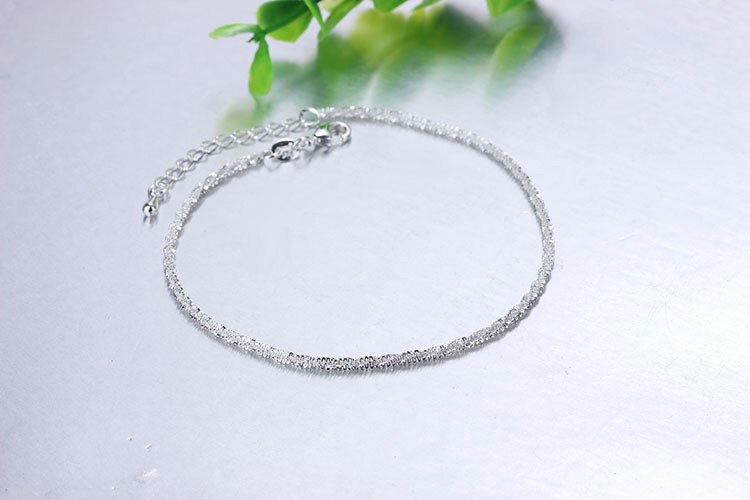 Simple silver Variety of choices Anklet For Women S925 Ankle Bracelet Adjustable Length: C