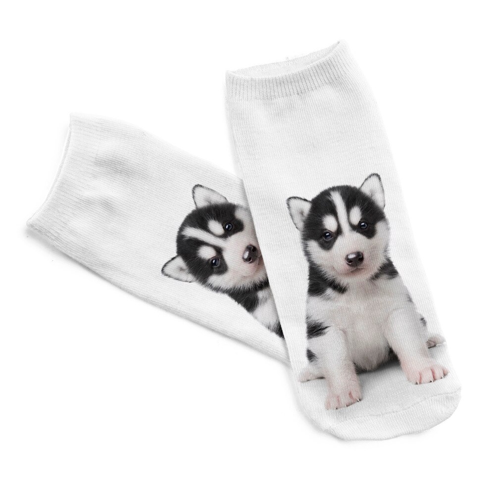 Running Chick Husky Hond 3d Digital Print Korte Sokken