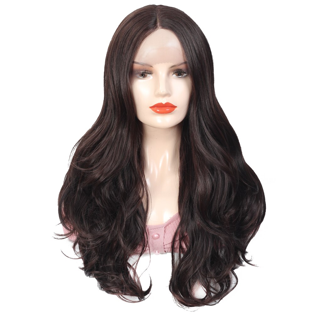 X-lokket lange vannbølgede parykker blande lilla midtdel blondere ombre parykk naturlig bølget syntetisk parykk høy temperatur fiber hår: #4