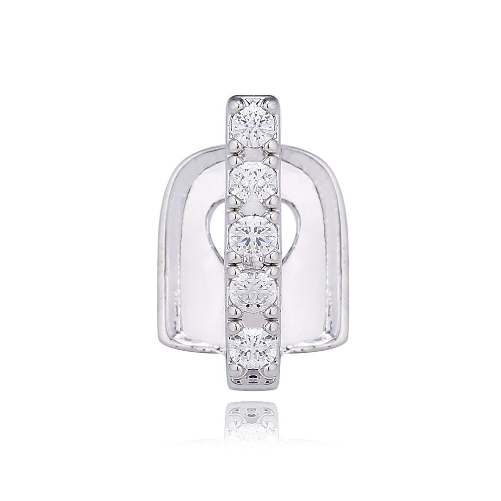 Hip Hop Gold Teeth Grillz Top Crystal Grills Dental Mouth Punk Teeth Caps Cosplay Party Tooth Rapper Funny Jewelry: Sliver
