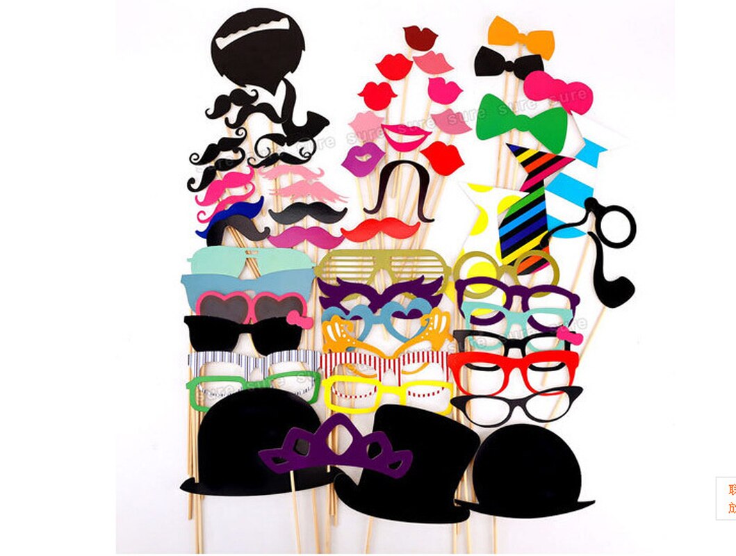 58 sztuk zabawy dekoracje ślubne foto budka rekwizyty DIY patelnia pani rekwizyty robić budki fotograficznej akcesoria fotograficzne wesele wydarzenie zaopatrzenie solidny