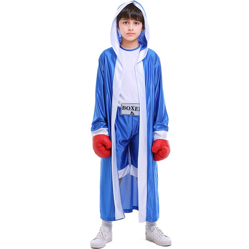 Child Blue Red Boxer Costume Halloween Boxer Boy Costume Boxing Match Children Uniforms