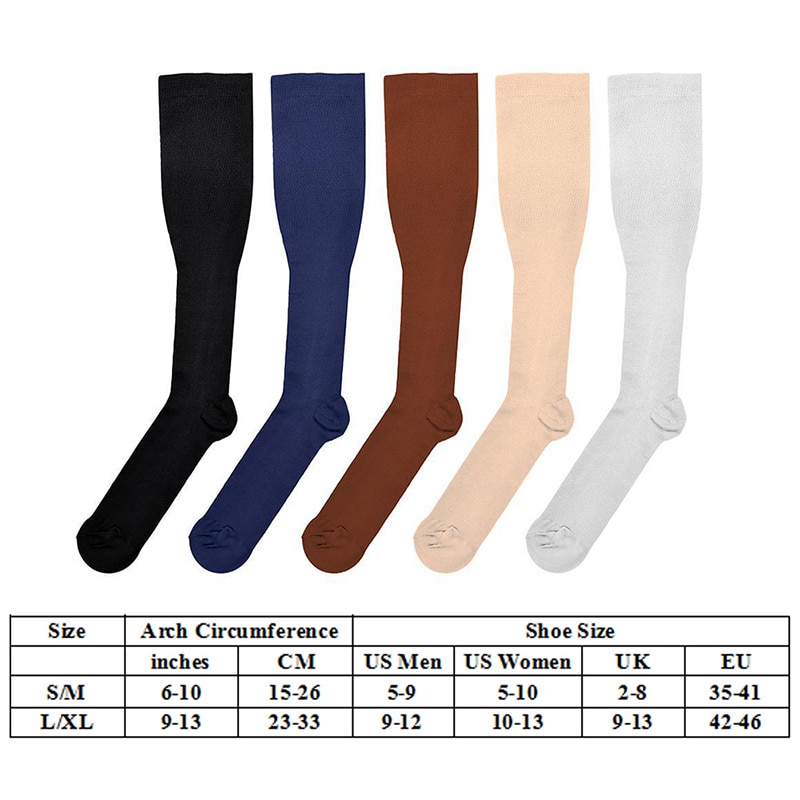 Varicose Vein Long Socks Leg Relief Pain Knee Socks Pressure Compression Stockings Unisex Solid Color Thigh High Socks Nylon