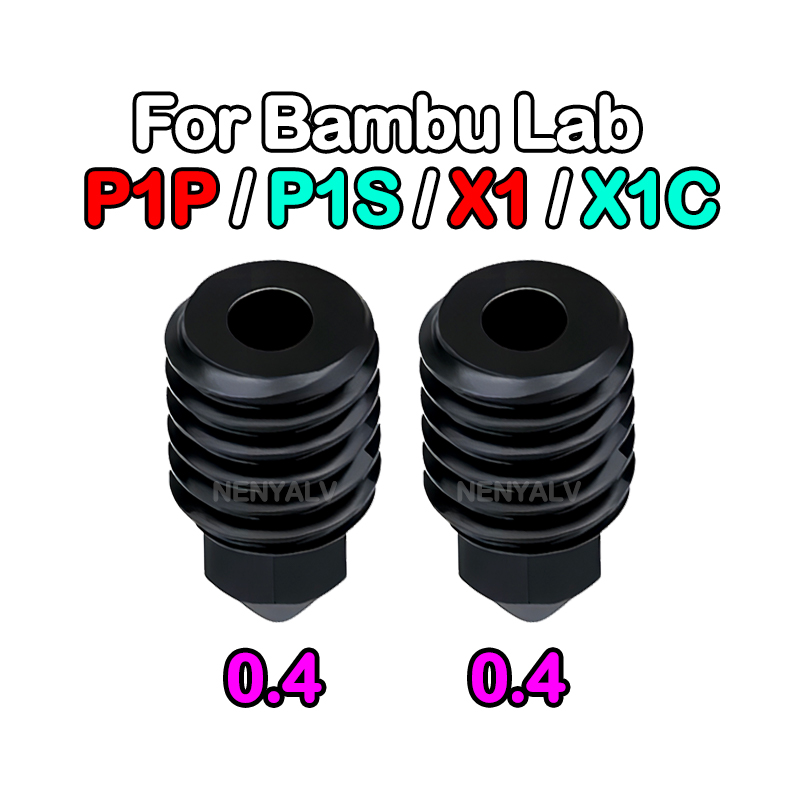Aggiornamento Bambu Lab P1P/P1S Ottone temprato Ugello di rame 0.2/0.4/0.6/0.8mm Hotend in metallo con ventola di raffreddamento per stampante 3D X1/X1C: Rame