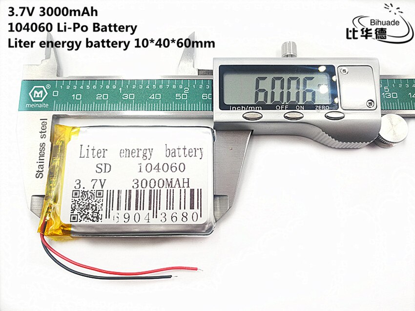 Batterie lithium-ion, 3.7V,3000mAH, 104060, pour tablette, pc, GPS,mp3,mp4