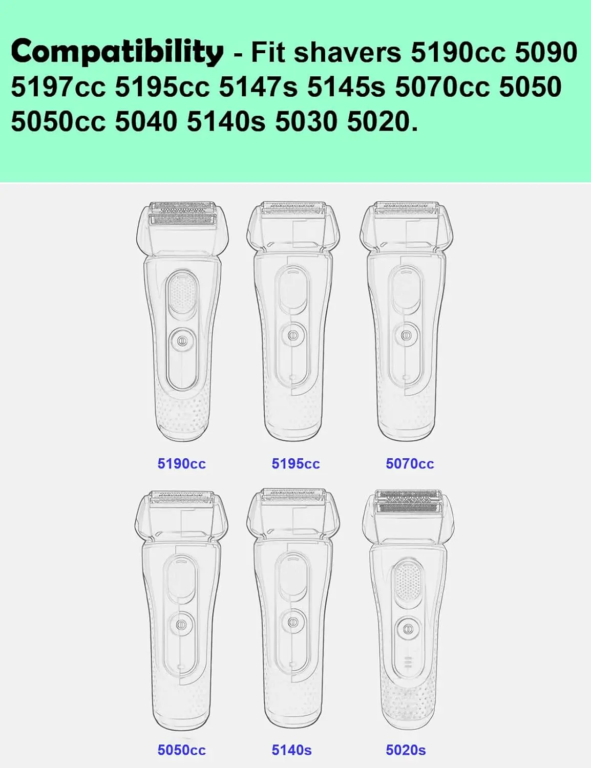 52s stk . udskiftningsbarberhoved til braun series 5 5020/5020s,5030/5030s,5040,5090/5190cc,5040/5140s,5030s,5147s,5145s,5195cc,5197cc
