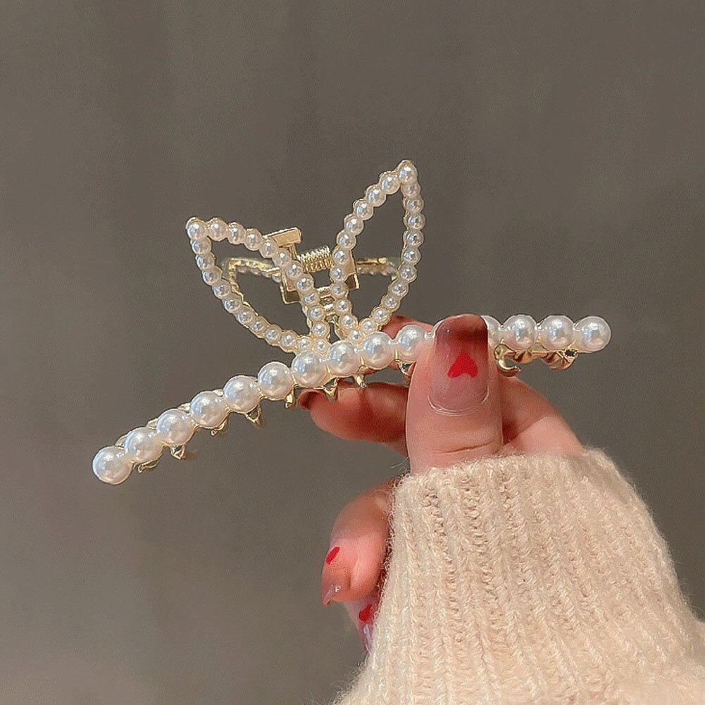 Haar Klauw Parel Konijnenoren Clip Vangst Vrouwelijke Zomer Grote Terug Hoofd Haarspeld Shark Clip Hair Accessoires