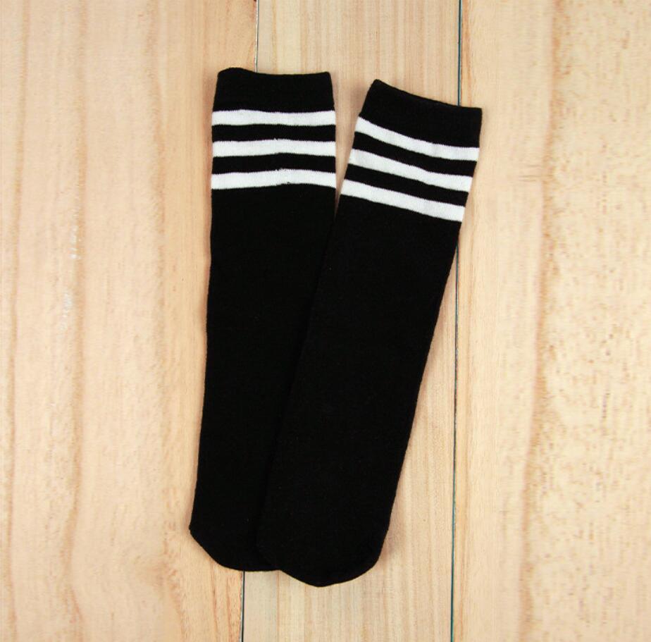 Kids Girs Boys Women Football Cotton Socks Stripe Soccer Sport Youth Socks Pair Stockings: black background / 35cm 4-7 years