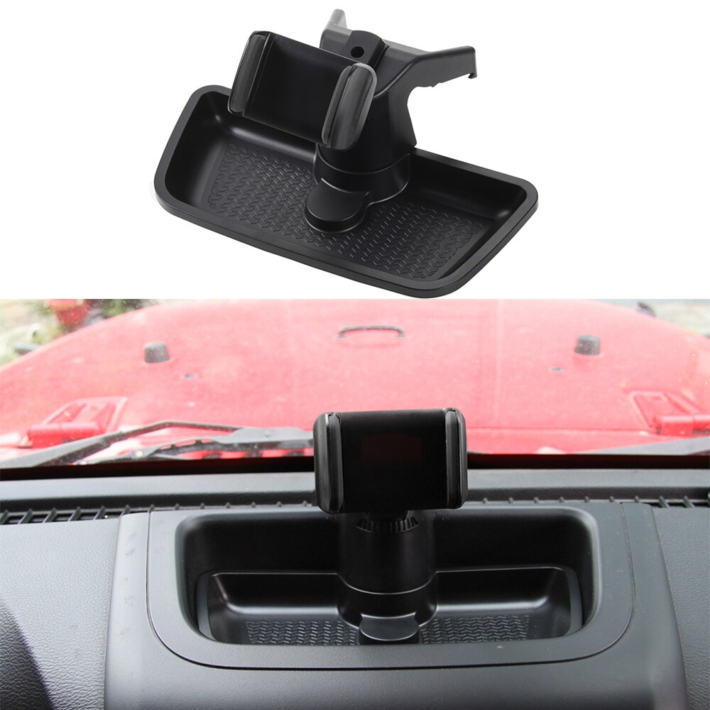 for Jeep Wrangler JK JKU Phone Holder Stand GPS Mount Bracket Storage Box Tray Organizer ABS Black Car Accessories