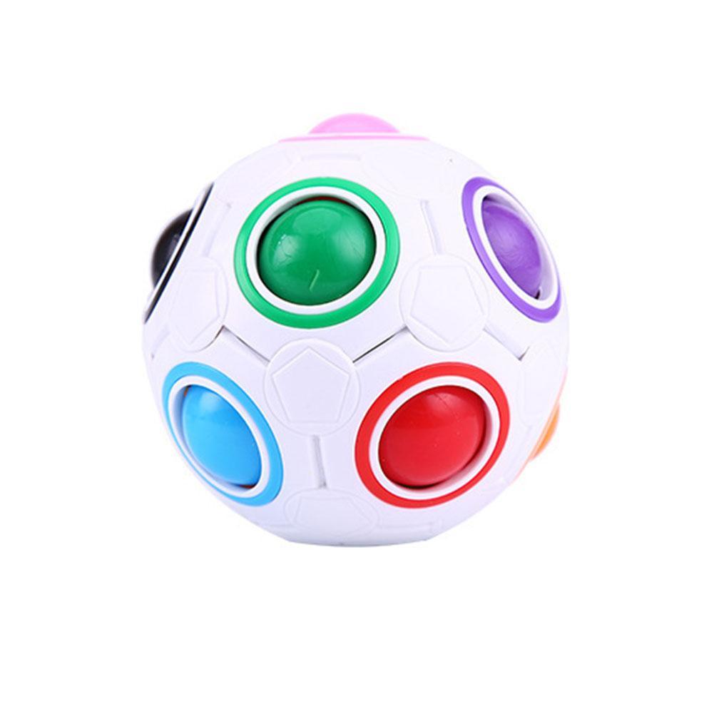 1Pcs Lichtgevende Bal Stress Reliever Regenboog Bal Stress Cube Puzzel Speelgoed Reliever Fun Bal Regenboog Onderwijs U1O5: WHITE