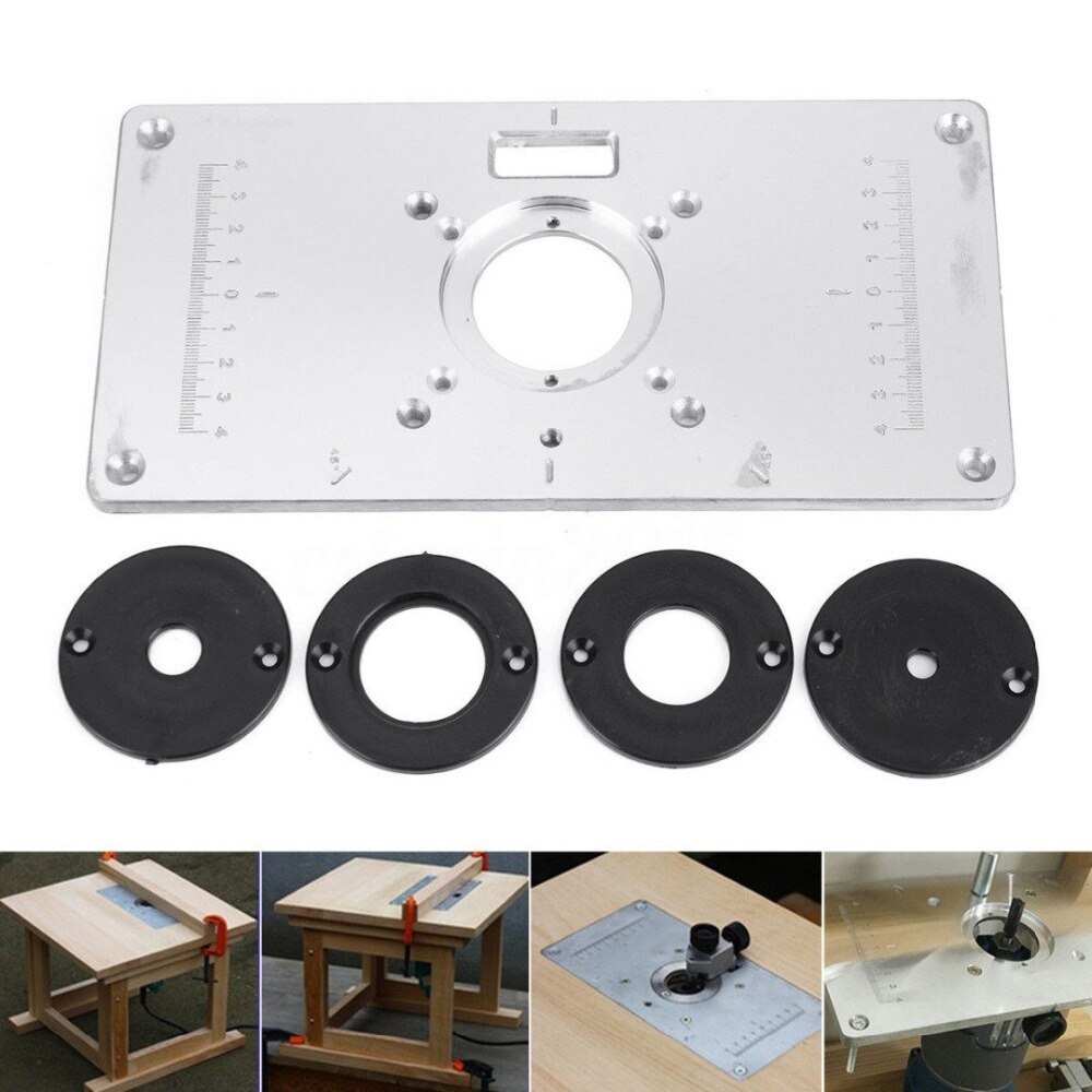 Router Tafel Insert Plaat Aluminium Router Tafel Insert Plaat Met 4 Ringen En Schroeven Voor Houtbewerking Bankjes Hout Trimmer Plaat