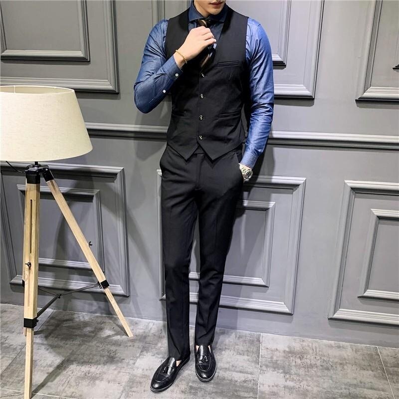 Men's Classic Formal Business Slim Fit Chain Dress Vest Suit Tuxedo Waistcoat Mens Wedding Vest