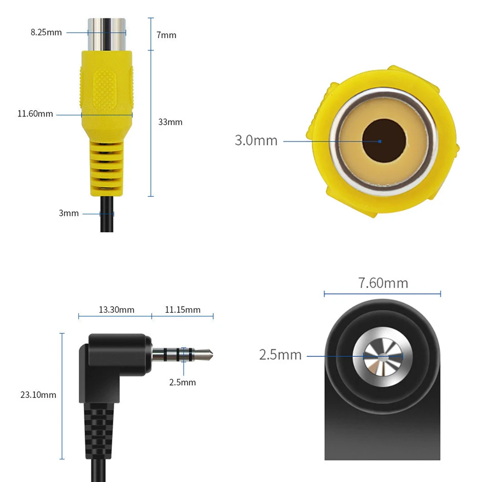 AV In Video Cable Adapter 2.5mm AV Jack Male Plug To RCA Female Adapter Cable for GPS and Rear Camera Converter Cable
