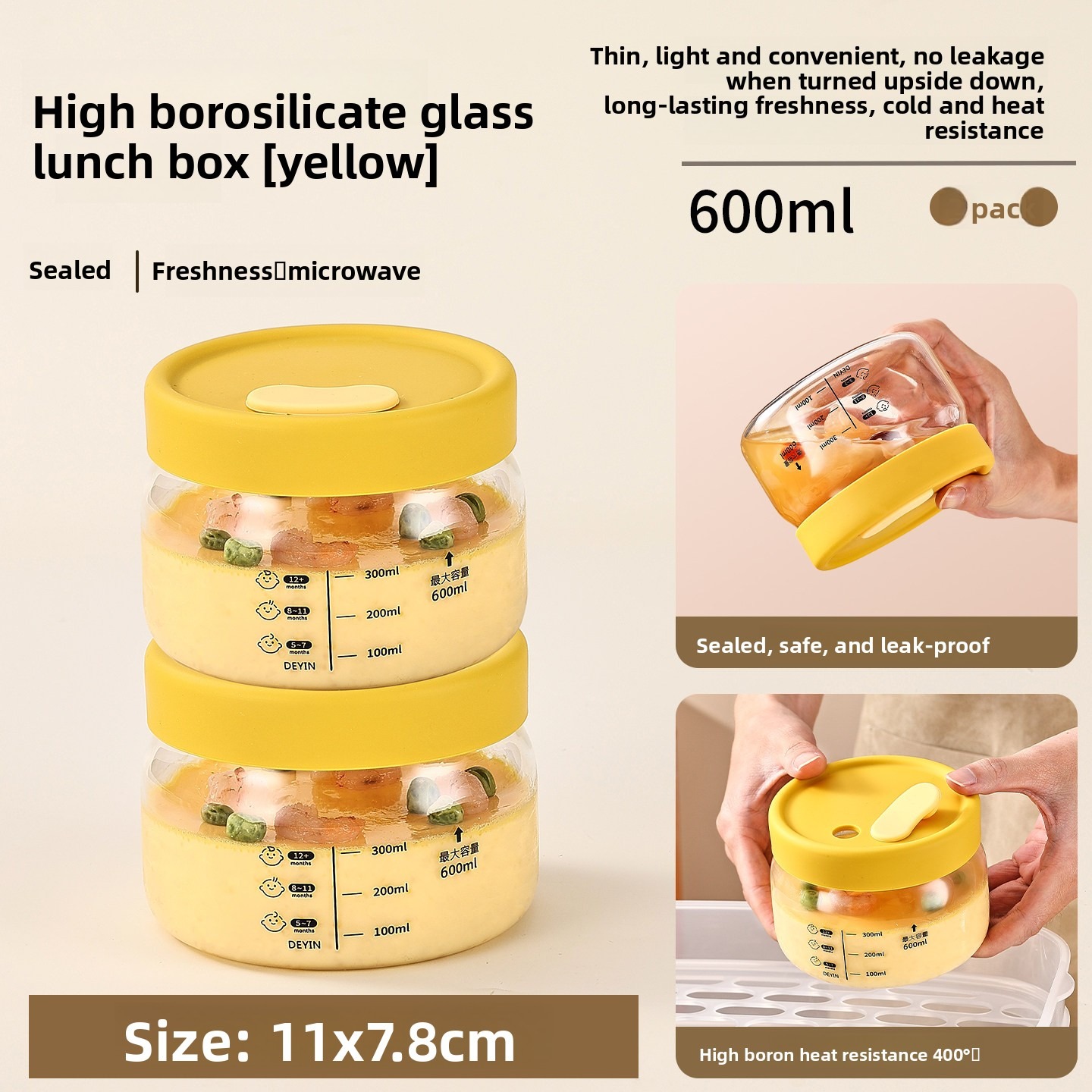 Borosilikatglas-Lebensmittelbehälter mit Deckeln, Stapelbare Luftdichte Meal-Prep-Gläser für Kühlschrank-Organisation, Studenten und Büro