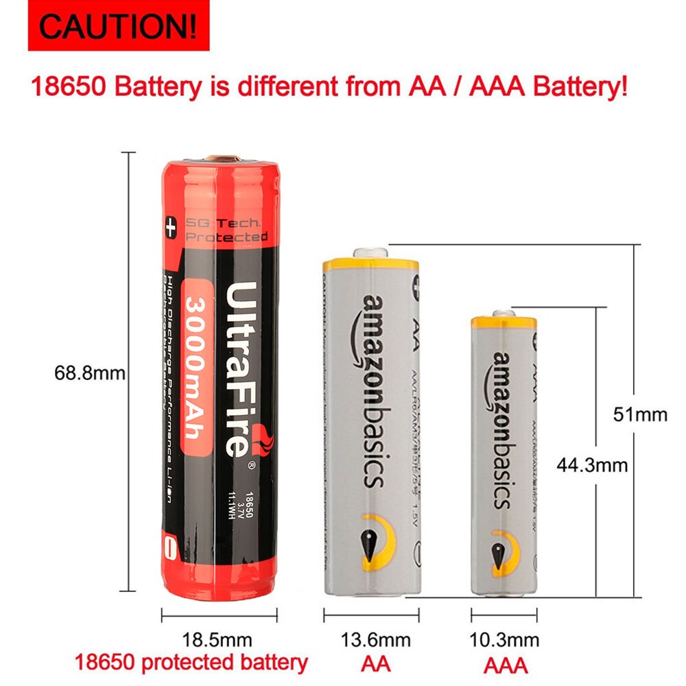 Ultrafire 100% Original 18650 Battery With PCB 3.7V 3000mAh Li-ion Rechargeable Battery For Flashlight Batteries