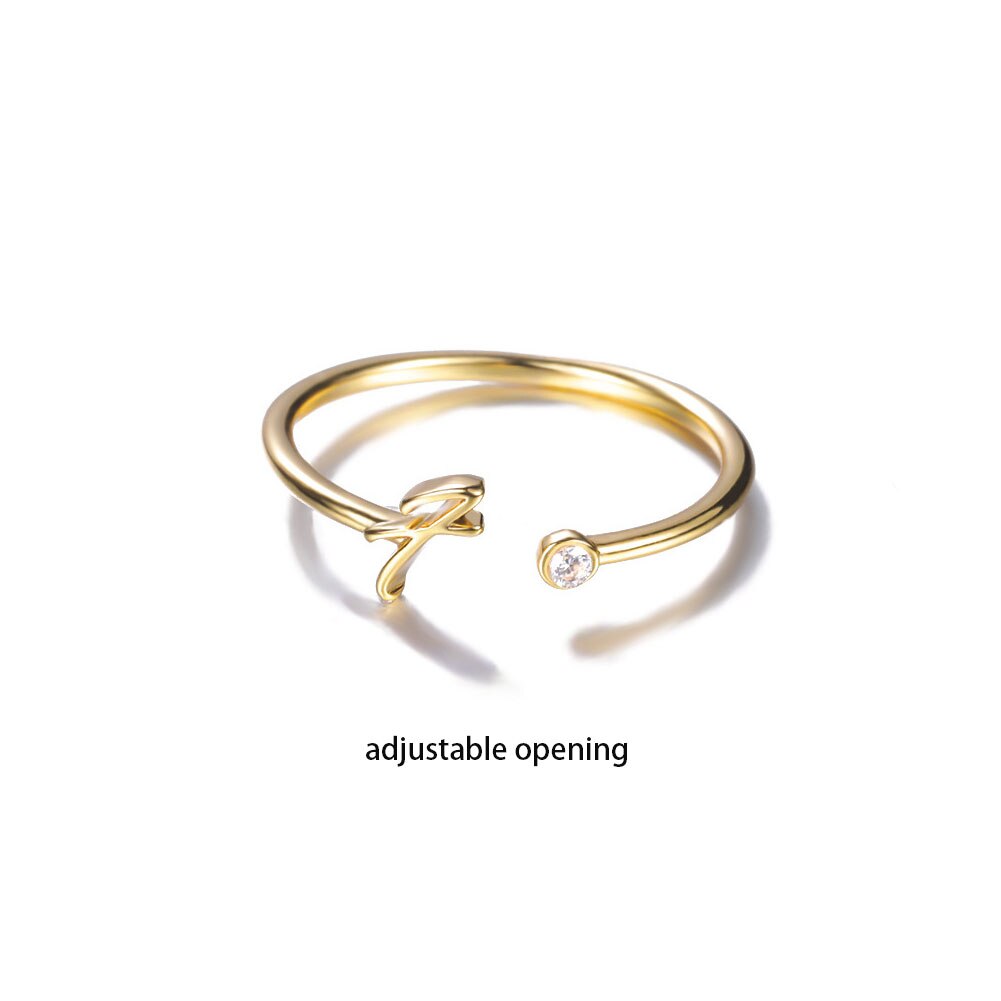 Rvs A-J 10 Brieven Ringen Voor Vrouwen Tiny Wedding Ring Alfabet Crystal Initial Ringen Vinger Sieraden Accessoires