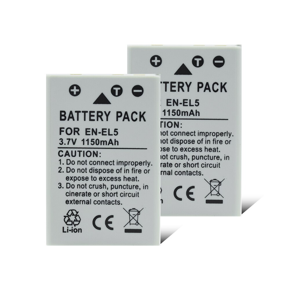 1/2 Pcs 3.7V EN-EL5 1150mAh Li-ion Lithium Battery For Nikon Coolpix P4 P5000 P5100 P6000 P80 P90 P100 P500 P510 P520 P530 S10