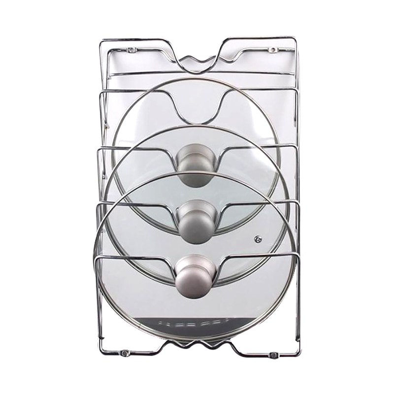 Metal ren gryde låg holder anti-fald køkken tilbehør grydeovertræk 5 lag holder let installation spare plads opbevaring rack værktøjer