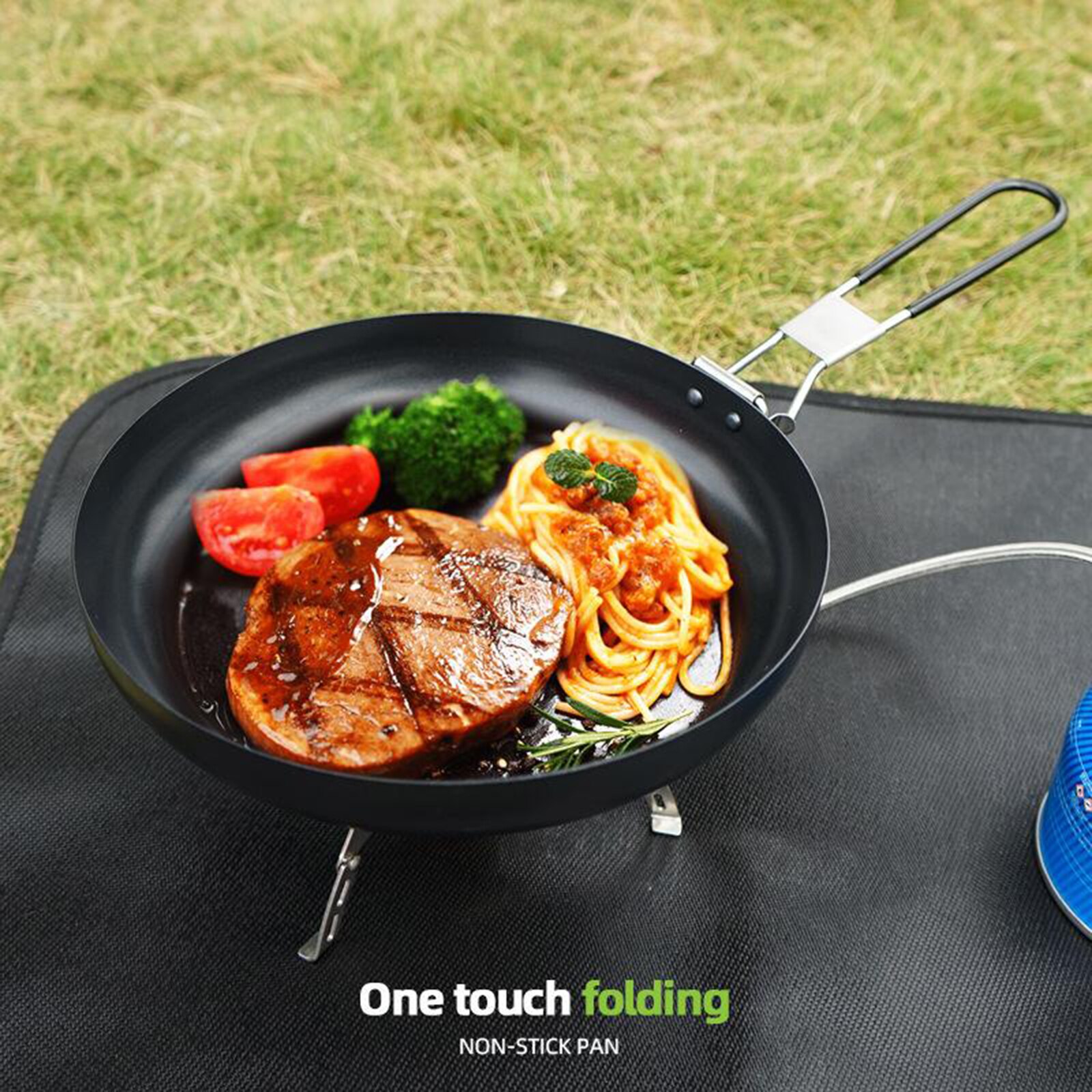 Camping Kookgerei Koekenpan Grillen Pan Vouwen Handvat Draagbare Kamp Pan Koken Apparatuur Voor Outdoor Wandelen Picknick Non-stick