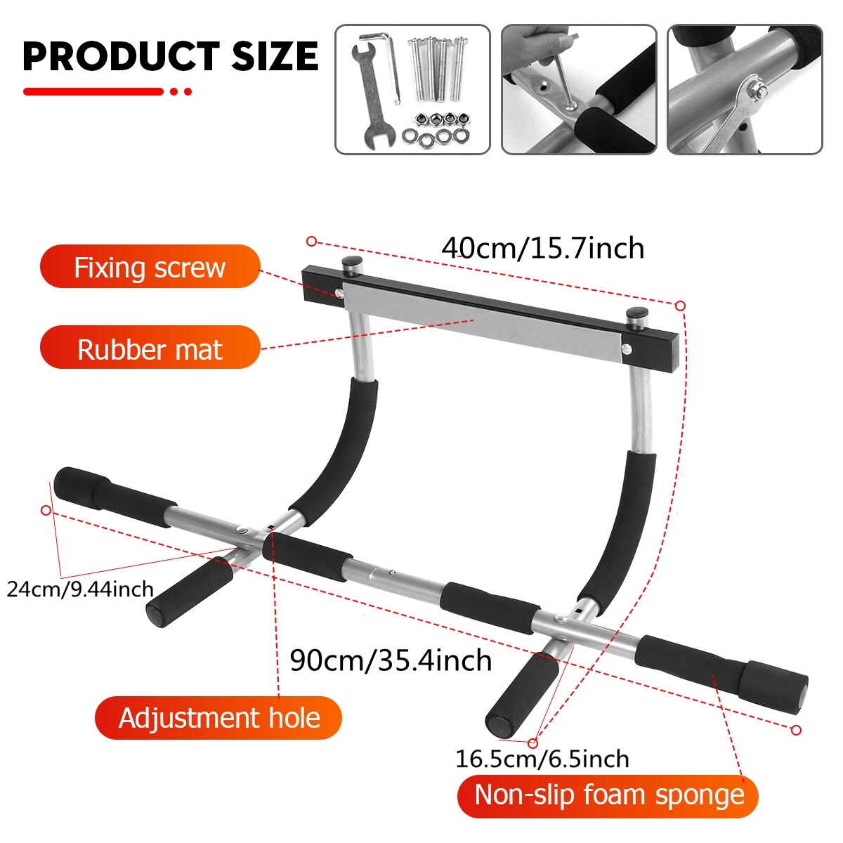 Portable Horizontal Bar Indoor Fitness Workout Bar Chin-Up Pull-Up Bar Upper Body Adjustable Multifunctional Exercise Equipment