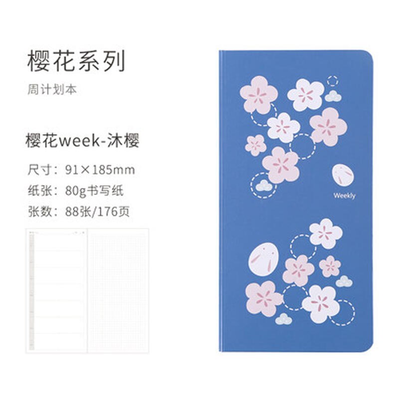 Kinbor Blue Pink Cherry blossoms Spring Week Planner Weeks Notebook Monthly Weekly Agenda Planner Organizer Journals