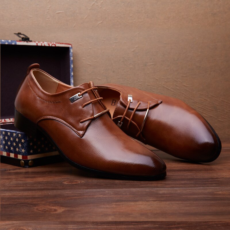 Spring Autumn Men Leather Oxford Shoes Men Dress Business Shoes Formal Shoes Pointy Shoes Big Size 38-45