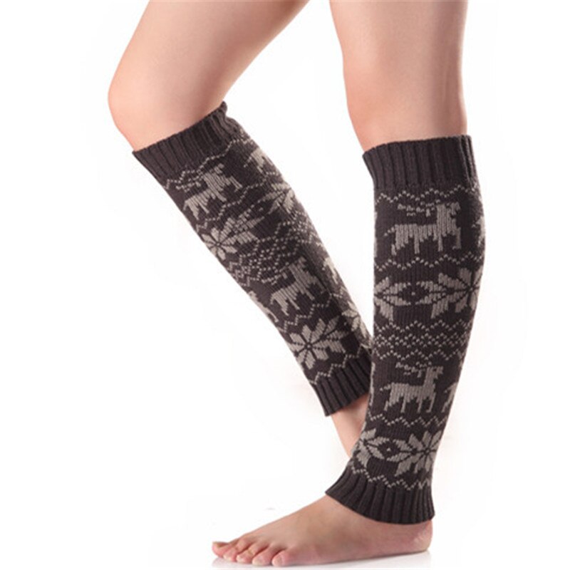 Fawn Snowflake Pile Socks Autumn and Winter Ladies Knitted Wool Warm Leggings Socks Knee Pads Womans Sock Boots Leg Warmer