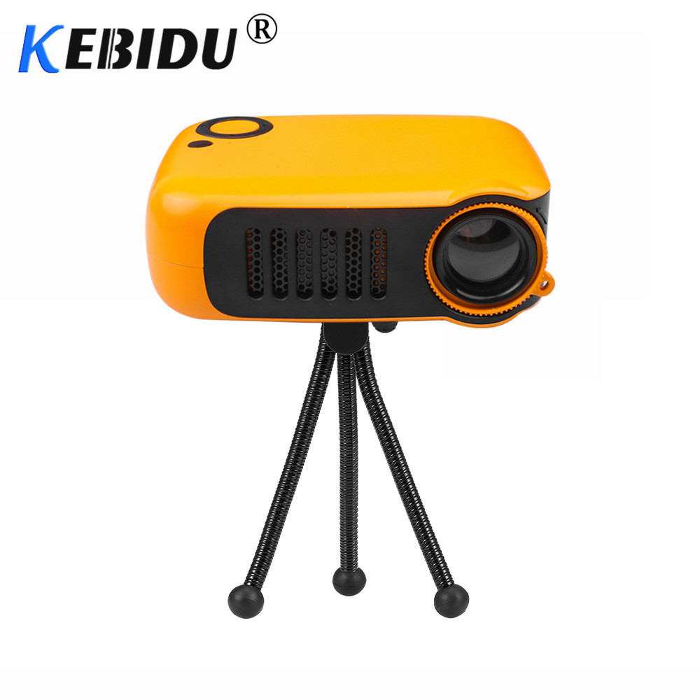 Kebidu mini bærbar projektor 800 lumen understøtter 1080p lcd 50000 timer lampe liv hjemmebiograf videoprojektor til eu-stik