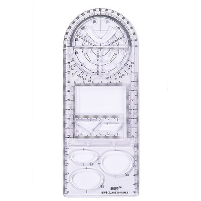 Multifunctional Drawing Ruler Geometric Angle Circle Maker Drawing Template Measuring Ruler School Office Architecture Supplies: Transt-High School